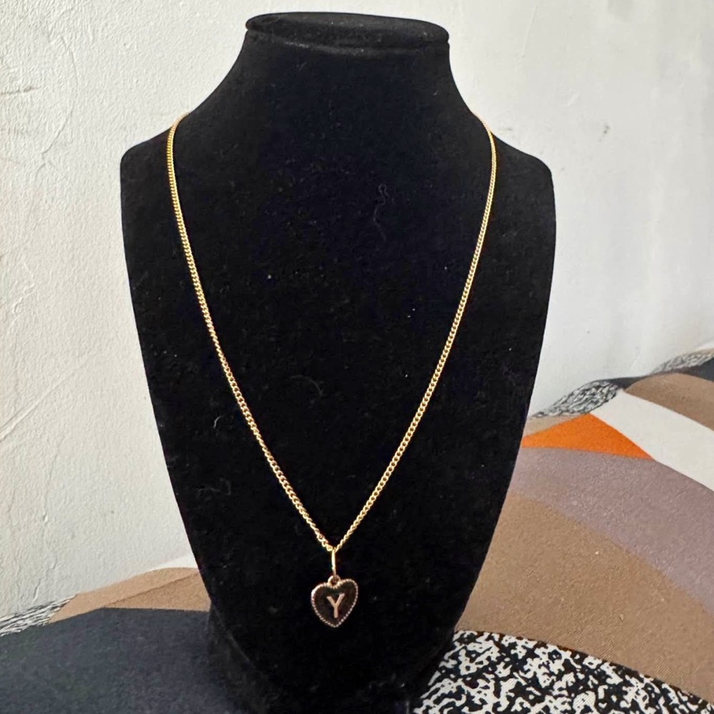 Gold Heart Pendant Custom Initial Necklace